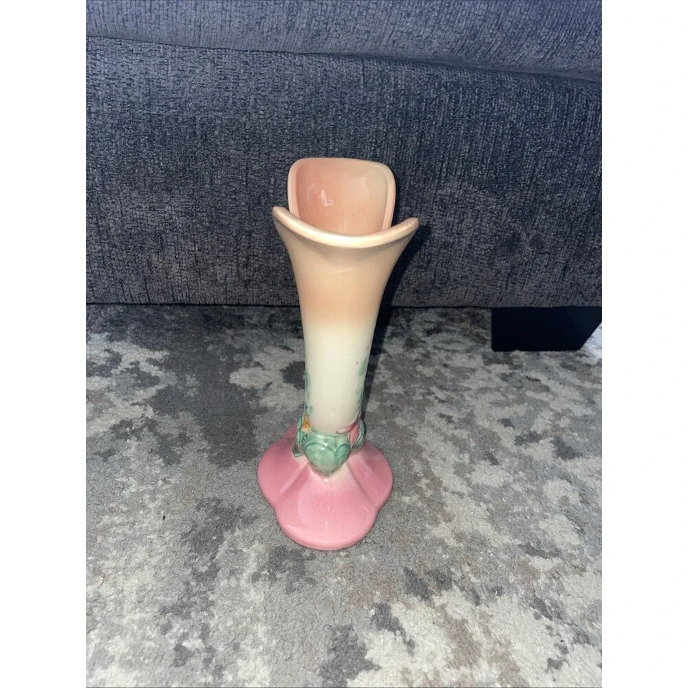 Vintage Hull Pottery W15 Double Vase Woodland Pink Floral 1940s Cottagecore